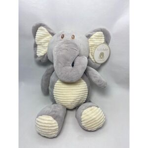 Kellytoy Gray Elephant Plush Rattle Corduroy Ribbed Ears‎ Stuffed Baby Animal
